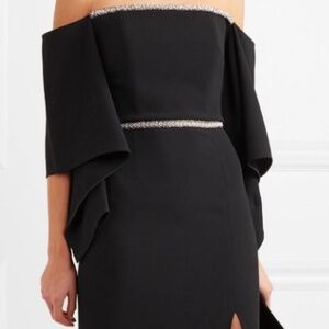 Roland Mouret Black Off-the-shoulder embellished crepe gown